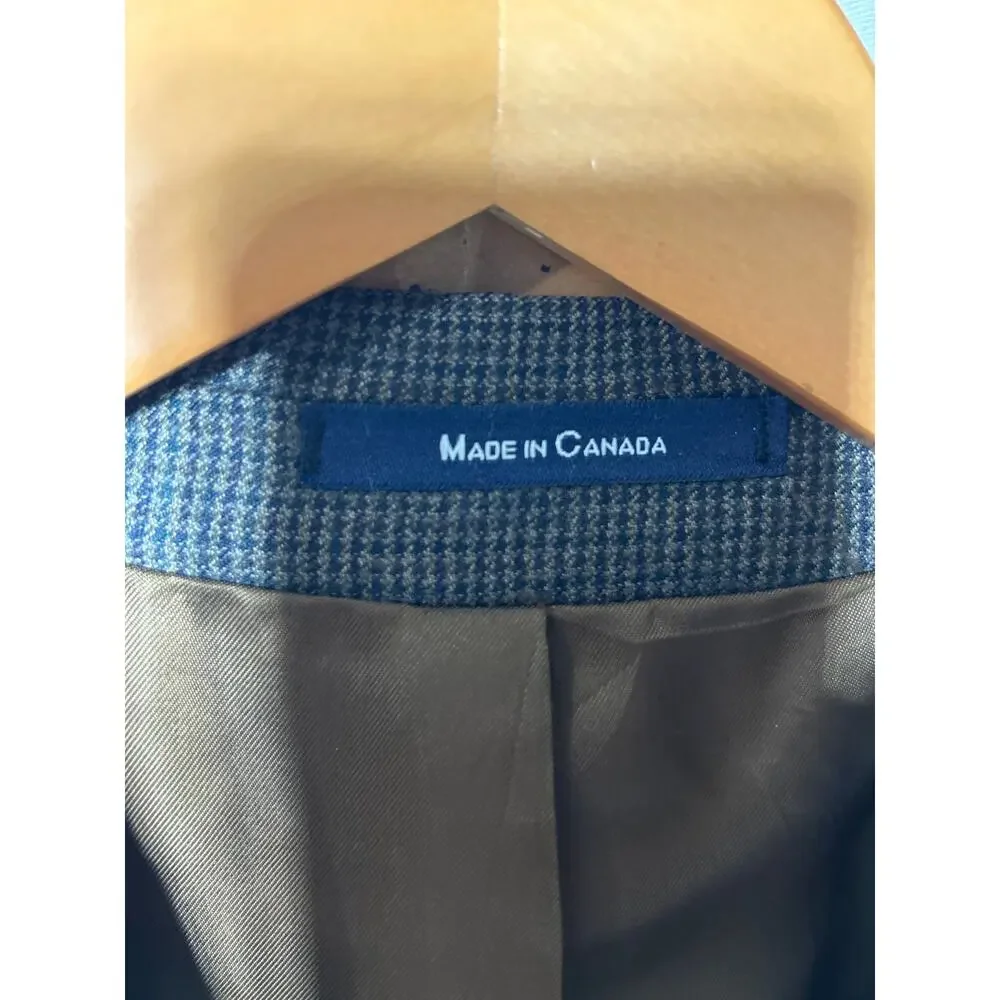 Chaps Ralph Lauren Suit 42T Brown Micro Check 100% Wool Jacket Pants 36x30